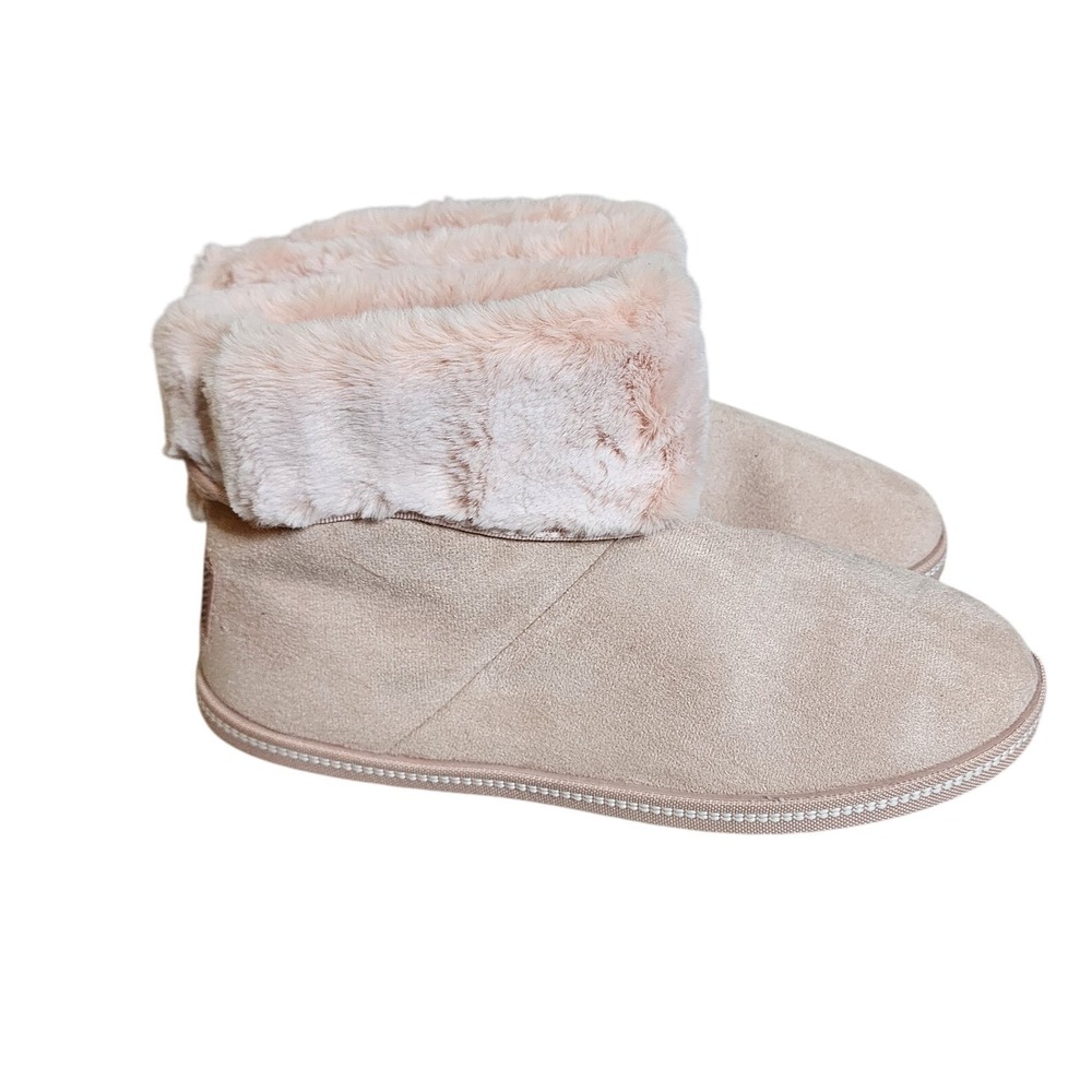 Skechers Boots Faux Suede‎ 9.5 Pink Faux Fur Lined Memory Foam Pull On